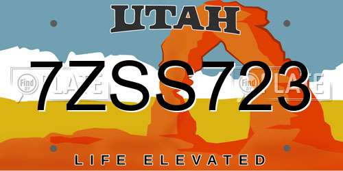 7ZSS723 Utah License Plate