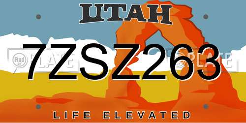 7ZSZ263 Utah License Plate