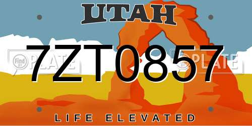 7ZT0857 Utah License Plate