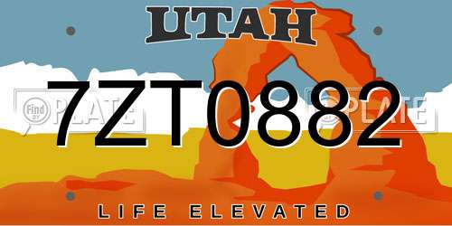 7ZT0882 Utah License Plate