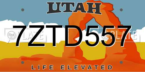 7ZTD557 Utah License Plate