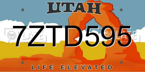 7ZTD595 Utah License Plate