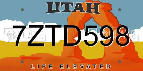 7ZTD598 Utah License Plate