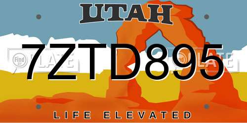 7ZTD895 Utah License Plate