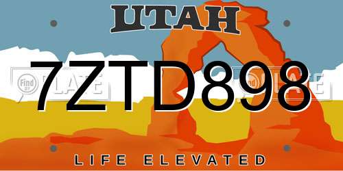 7ZTD898 Utah License Plate