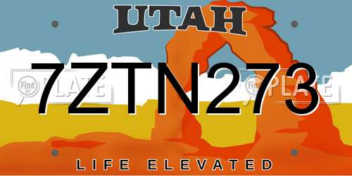7ZTN273 Utah License Plate