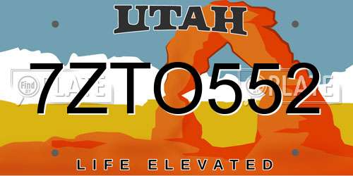 7ZTO552 Utah License Plate