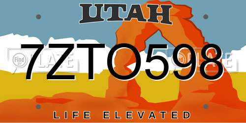 7ZTO598 Utah License Plate