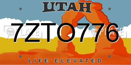 7ZTO776 Utah License Plate