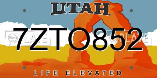 7ZTO852 Utah License Plate
