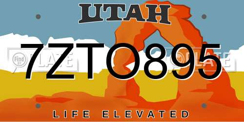 7ZTO895 Utah License Plate