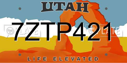 7ZTP421 Utah License Plate