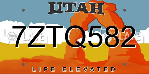 7ZTQ582 Utah License Plate