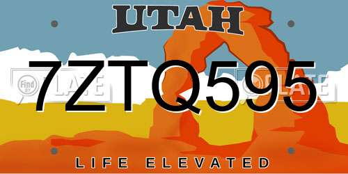 7ZTQ595 Utah License Plate