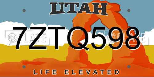 7ZTQ598 Utah License Plate