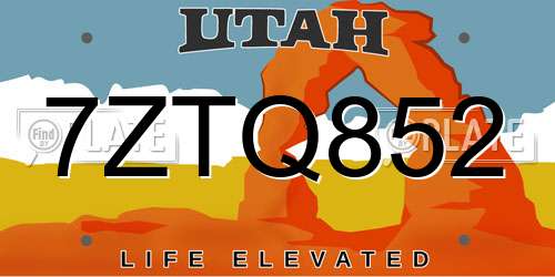 7ZTQ852 Utah License Plate