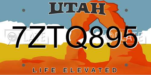 7ZTQ895 Utah License Plate