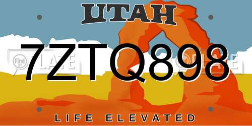 7ZTQ898 Utah License Plate
