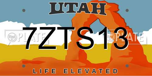 7ZTS13 Utah License Plate