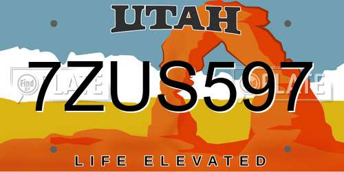 7ZUS597 Utah License Plate