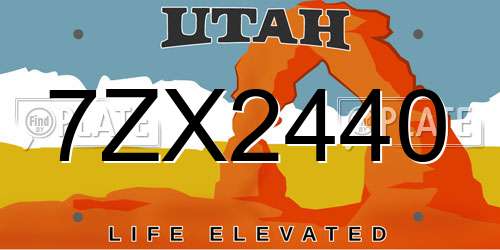 7ZX2440 Utah License Plate