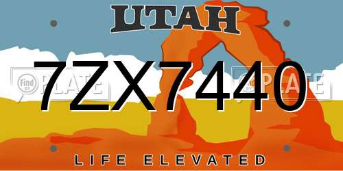 7ZX7440 Utah License Plate