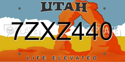 7ZXZ440 Utah License Plate