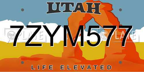 7ZYM577 Utah License Plate