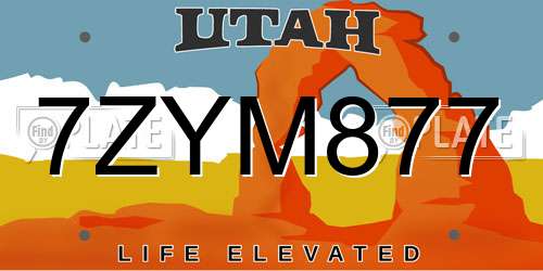 7ZYM877 Utah License Plate