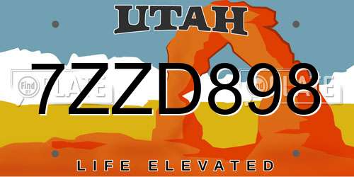 7ZZD898 Utah License Plate