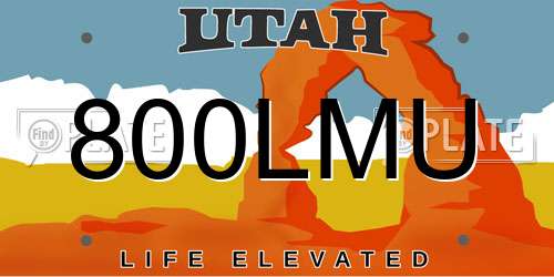 800LMU Utah License Plate