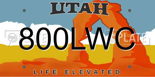 800LWC Utah License Plate