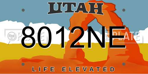 8012NE Utah License Plate