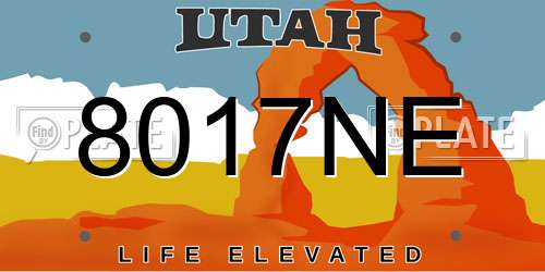 8017NE Utah License Plate