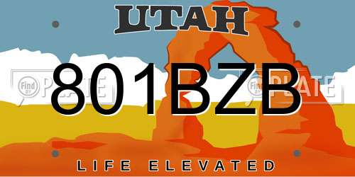 801BZB Utah License Plate