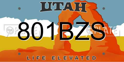801BZS Utah License Plate