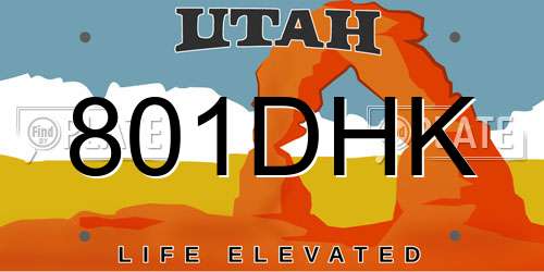 801DHK Utah License Plate