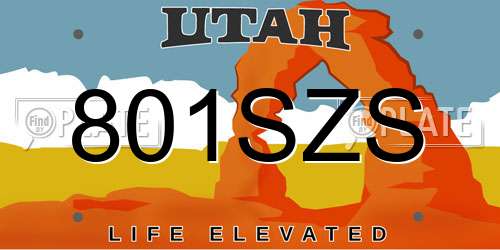 801SZS Utah License Plate