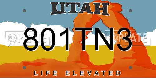 801TN3 Utah License Plate