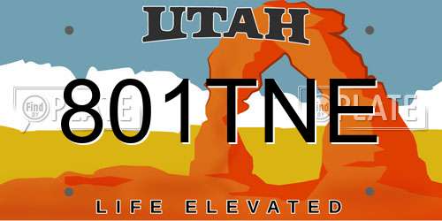 801TNE Utah License Plate