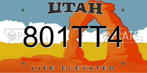801TT4 Utah License Plate