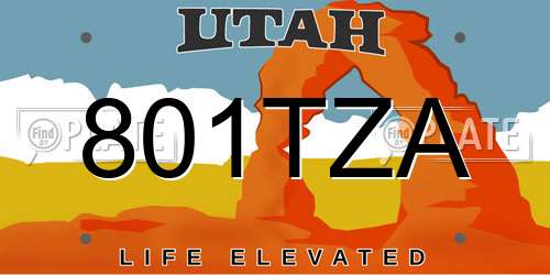 801TZA Utah License Plate