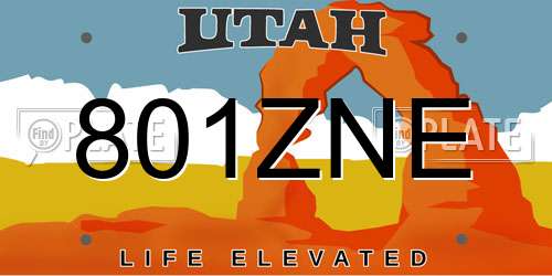 801ZNE Utah License Plate