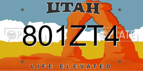 801ZT4 Utah License Plate