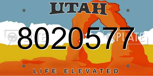 8020577 Utah License Plate