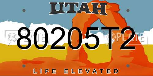 80205T2 Utah License Plate