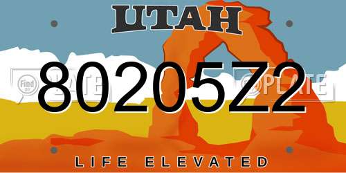 80205Z2 Utah License Plate