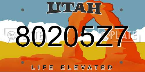 80205Z7 Utah License Plate