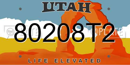 80208T2 Utah License Plate