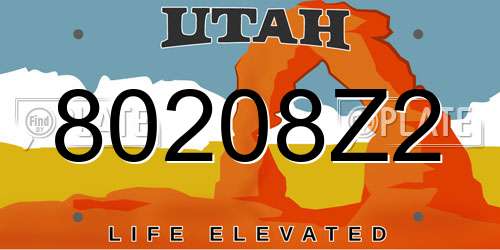 80208Z2 Utah License Plate